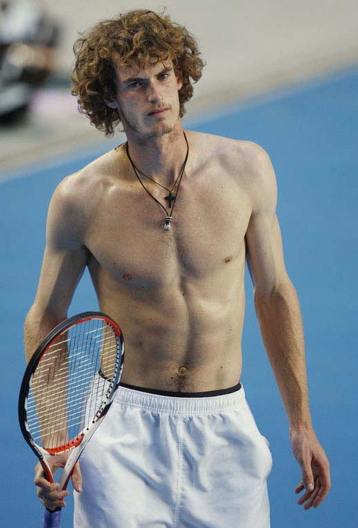 Andy Murray shirtless outdoors