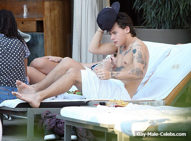 Harry Styles Sunbathing Shirtless